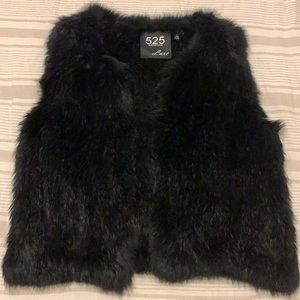 525 America luxe black rabbit fur vest size small EUC